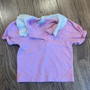 Vintage Oshkosh B’Gosh Pink Shirt White Detailed Collar 6-9 EUC 90s